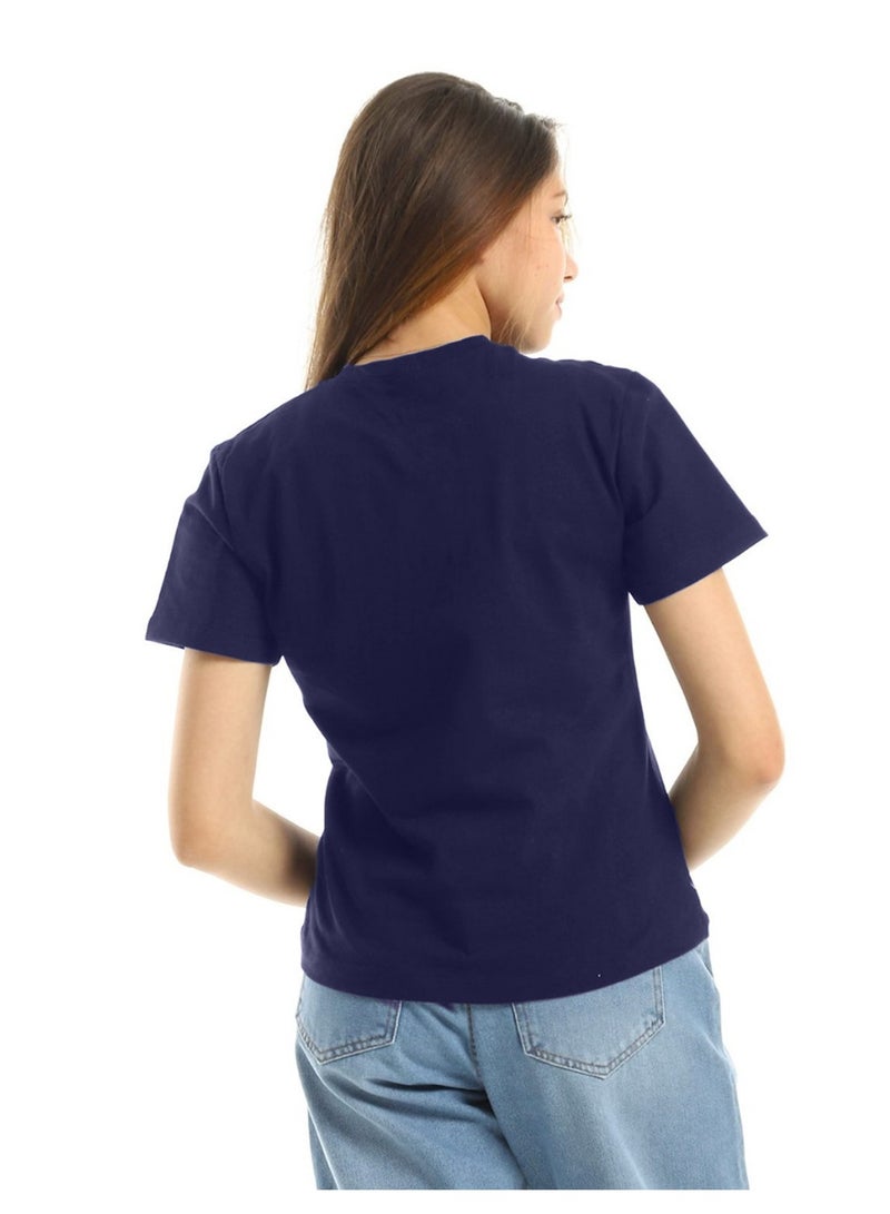 Mesery Mesery Cotton Printed T-Shirt For Women-Navy  - Image 3