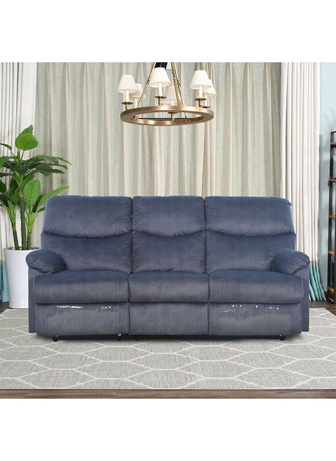 DANUBE HOME Baltimore 3 Seater Fabric Motion Recliner Modern Design Three Seat Relaxing Chair Living Room Furniture 203x99x99cm Blue  - Image 1