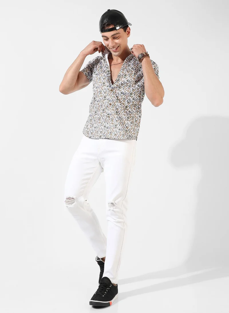 Campus Sutra Men's Multicolour Printed Regular Fit Casual Shirt