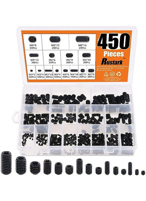 M3/M4/M5/M6/M8 Allen Head Set Screws Bolts Socket Assortment Kit with Internal Hex Drive Cup Point Black R-jimi screw