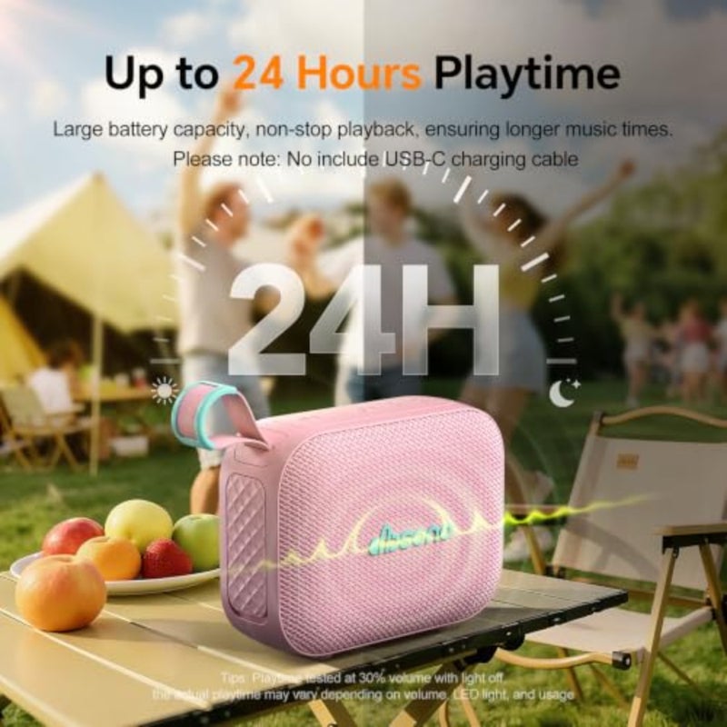Portable tooth Speaker Line-in Support: IPX5 Waterproof HD Sound Up to 24H Playtime, TWS Pairing, LED Light, Outdoor Speaker for Beach/Pool/Travel, Back to School Gifts for Adult Teen - Image 4