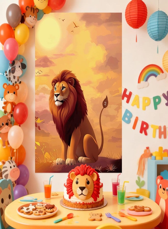 PLULON Pin The Tail on The Lion Safari Party Game for Kids, Birthday Games Big Poster with Tail Stickers for Zoo Animal Lion Party Favors Decorations Boys Birthday Jungle Party Supplies - Image 5