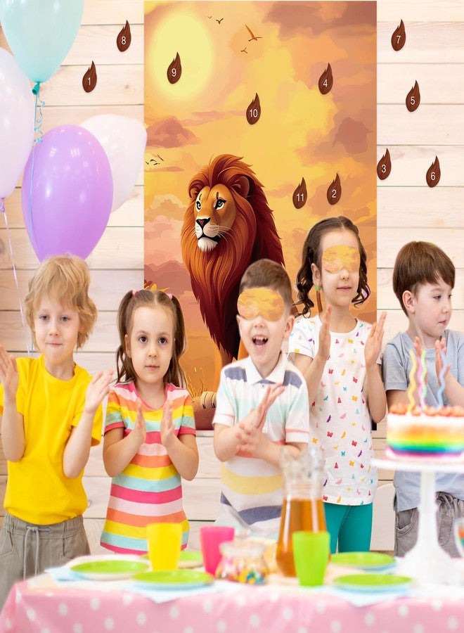 PLULON Pin The Tail on The Lion Safari Party Game for Kids, Birthday Games Big Poster with Tail Stickers for Zoo Animal Lion Party Favors Decorations Boys Birthday Jungle Party Supplies - Image 2