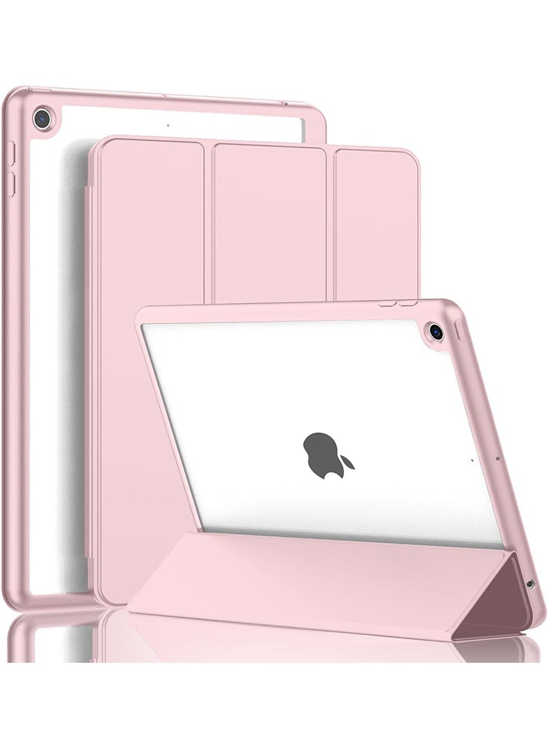 Theodor Hybrid Slim Case for iPad 9/8/7th Generation Case 10.2 Inch with Pencil Holder, Shockproof Trifold Stand Protective Cover with Soft TPU Clear Back for iPad Case 10.2, Auto Sleep/Wake Pink - Image 1