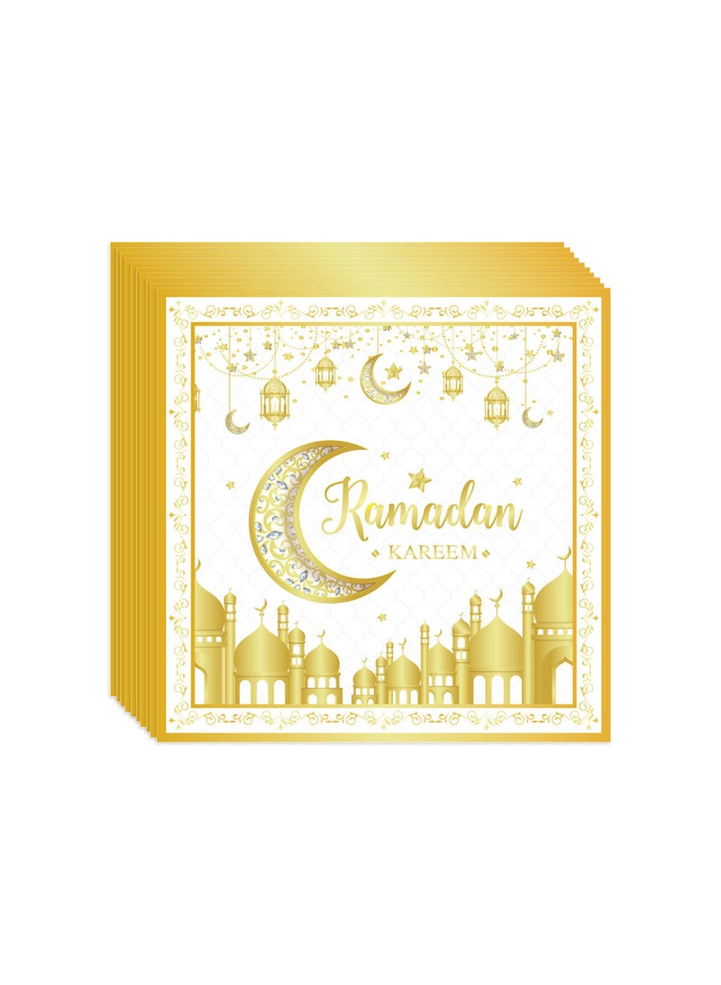 general 170 Pcs Ramadan Party Supplies Decorations For Home Eid Ramadan Mubarak Banner Black And Gold Plates And Napkins Set Disposable Paper Plates Napkins Banner Tablecloth For Ramadan Party Decorations - Image 5