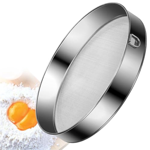 XIZAO Flour Sifter Stainless Steel Fine Mesh Strainers 118 Inch 60 Mesh Round Flour Sieve for Baking Cake Bread - Image 1