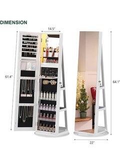 Generic 360° Rotating Jewelry Armoire with Mirror, Full Length Mirror with Storage, Mirror Jewelry Cabinet Standing with LED Lights, Lockable Jewelry Organizer Stand/Foldable Makeup Shelf  - Image 2