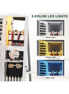 Generic 360° Rotating Jewelry Armoire with Mirror, Full Length Mirror with Storage, Mirror Jewelry Cabinet Standing with LED Lights, Lockable Jewelry Organizer Stand/Foldable Makeup Shelf  - Image 4
