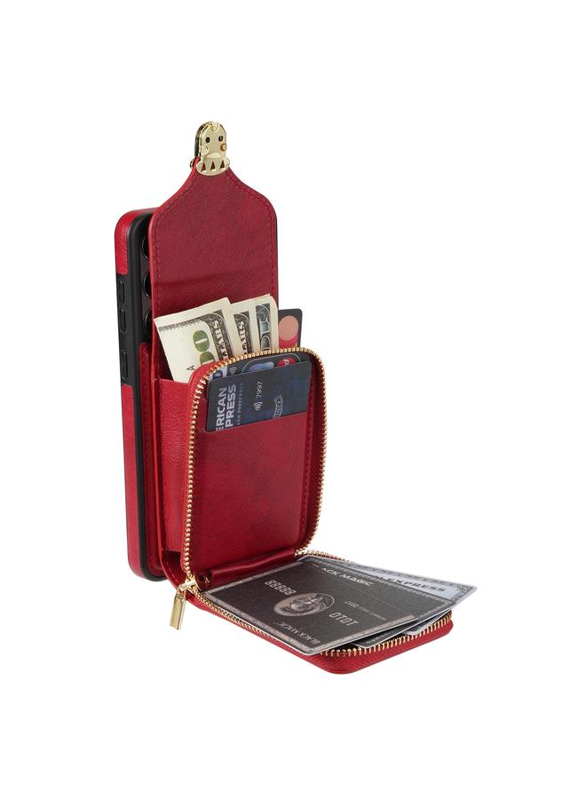 اس-توب حافظة لهاتف سامسونج جالاكسي S21 ألترا 5G مع سحاب ومحفظة بطاقات معدنية - Image 5