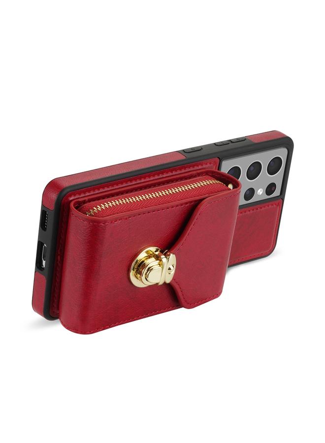 اس-توب حافظة لهاتف سامسونج جالاكسي S21 ألترا 5G مع سحاب ومحفظة بطاقات معدنية - Image 4