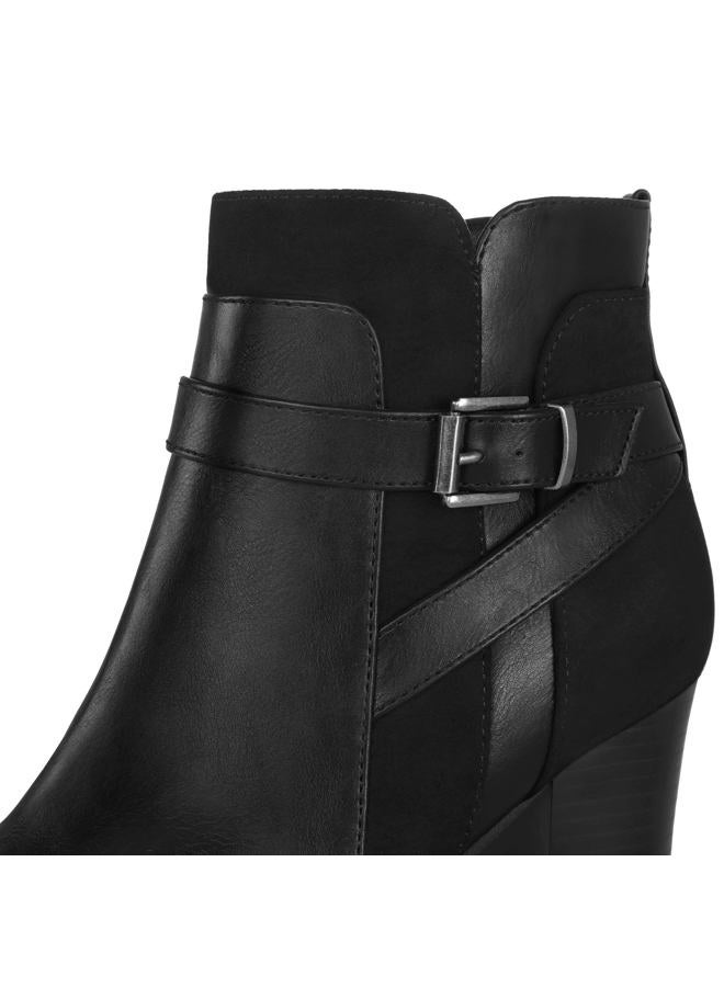 mysoft Women's Ankle Boots Chunky Stacked Heel Zipper Booties - Image 3