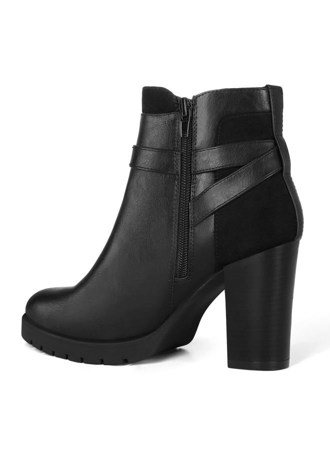 mysoft Women's Ankle Boots Chunky Stacked Heel Zipper Booties - Image 5