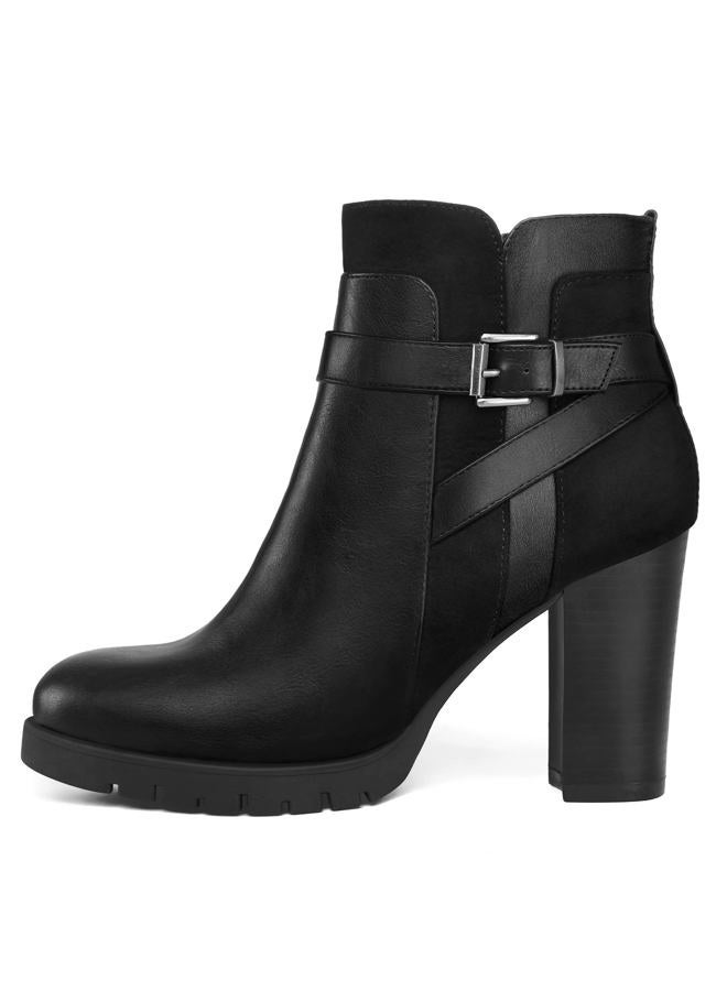 mysoft Women's Ankle Boots Chunky Stacked Heel Zipper Booties - Image 1