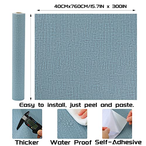 LOVADA Peel and Stick Wallpaper Blue Grass Cloth Wall Paper - 15.7 x 300 Inch Self Adhesive Wallpaper Peel and Stick, Easy to Paste Wall Contact Paper for Stand Liner, Table and Door Makeover Decor - Image 2