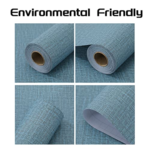 LOVADA Peel and Stick Wallpaper Blue Grass Cloth Wall Paper - 15.7 x 300 Inch Self Adhesive Wallpaper Peel and Stick, Easy to Paste Wall Contact Paper for Stand Liner, Table and Door Makeover Decor - Image 4