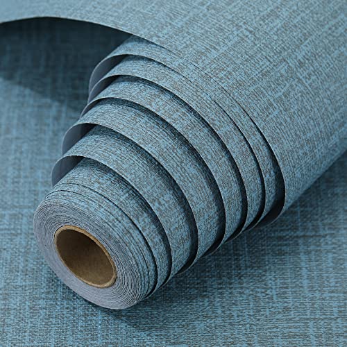LOVADA Peel and Stick Wallpaper Blue Grass Cloth Wall Paper - 15.7 x 300 Inch Self Adhesive Wallpaper Peel and Stick, Easy to Paste Wall Contact Paper for Stand Liner, Table and Door Makeover Decor - Image 1