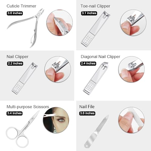 ZIZZON Manicure, Pedicure Kit, Nail Clippers Set of 12Pcs, Professional Grooming Kit, Nail Tools with Luxurious Travel Case Black - Image 4