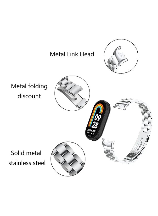 O Ozone Metal Watch Strap Compatible with Xiaomi Mi Band 8 , Stainless Steel Adjustable Smartwatch Replacement Bracelet Men Women - Black  - Image 5