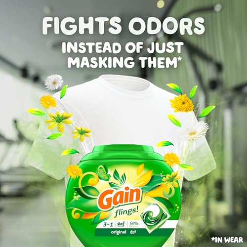 Gain flings! Laundry Detergent Soap Pacs HE Compatible 60 ct Long Lasting Scent Original Scent - Image 4