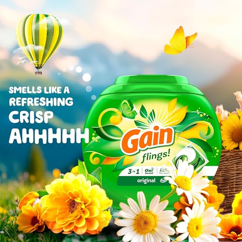 Gain flings! Laundry Detergent Soap Pacs HE Compatible 60 ct Long Lasting Scent Original Scent - Image 5