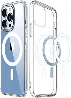 ESCASE For iPhone 13Pro Magsafe Case 6.1 inch Slim Magnetic Case Anti-Yellowing Anti-Shock Anti-Drop Hard Back Crystal Phone Case  - Image 1