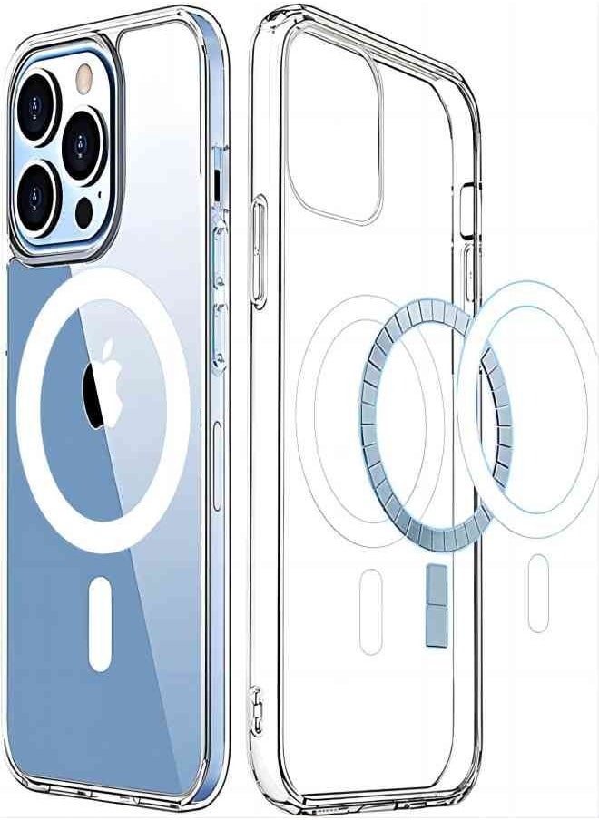 ESCASE - For iPhone 13Pro Magsafe Case 6.1 inch Slim Magnetic Case Anti-Yellowing Anti-Shock Anti-Drop Hard Back Crystal Phone Case - Image 1