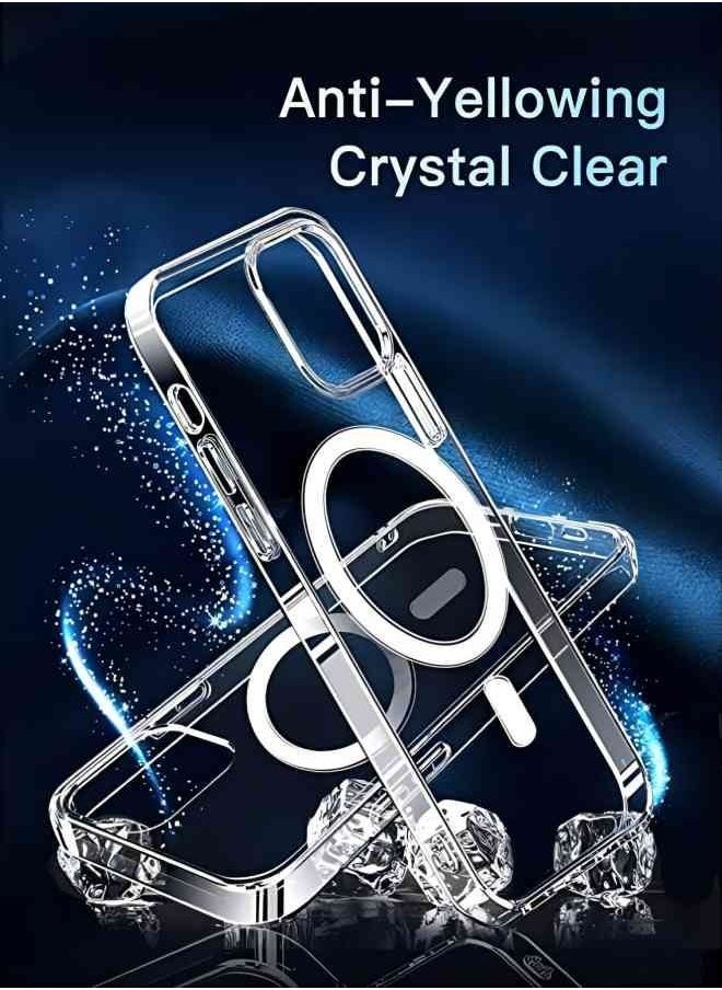ESCASE - For iPhone 13Pro Magsafe Case 6.1 inch Slim Magnetic Case Anti-Yellowing Anti-Shock Anti-Drop Hard Back Crystal Phone Case - Image 1