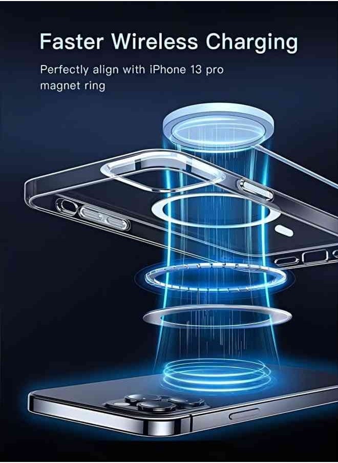 ESCASE - For iPhone 13Pro Magsafe Case 6.1 inch Slim Magnetic Case Anti-Yellowing Anti-Shock Anti-Drop Hard Back Crystal Phone Case - Image 1