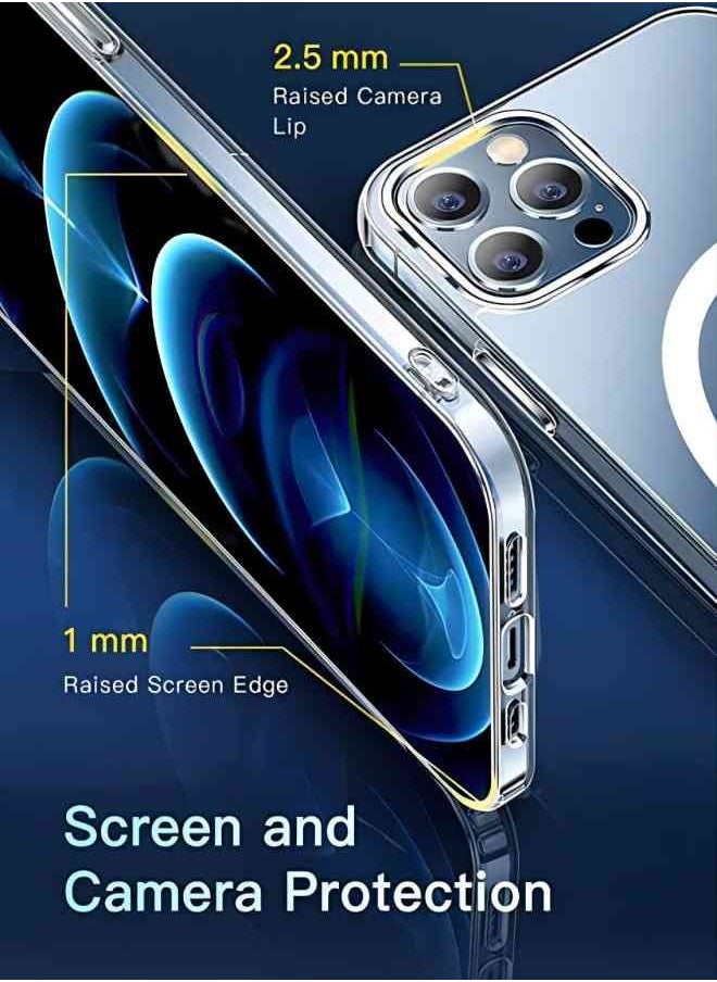 ESCASE - For iPhone 13Pro Magsafe Case 6.1 inch Slim Magnetic Case Anti-Yellowing Anti-Shock Anti-Drop Hard Back Crystal Phone Case - Image 1