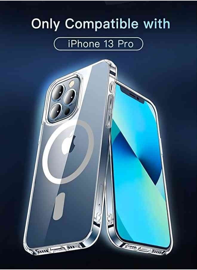 ESCASE - For iPhone 13Pro Magsafe Case 6.1 inch Slim Magnetic Case Anti-Yellowing Anti-Shock Anti-Drop Hard Back Crystal Phone Case - Image 1