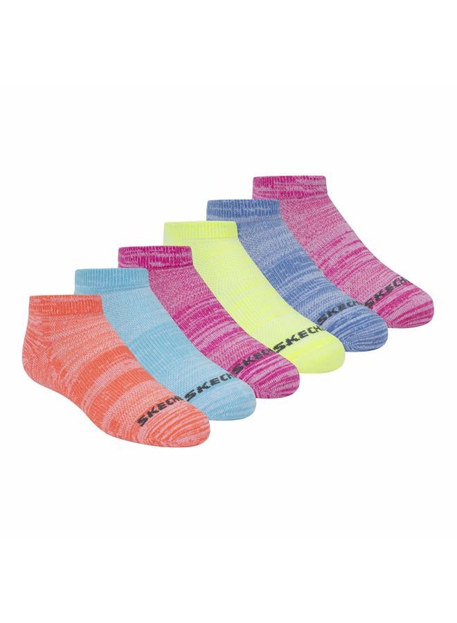 SKECHERS Girls' 6 Pack Low Cut Socks, Bright Combo, 7-8.5 - Image 1