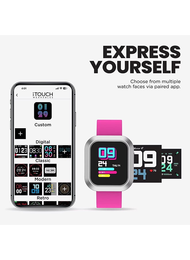 iTouch Flex Series Smartwatch With Interchangeable Case And Strap Silver Case Black Silicone Strap  - Image 4