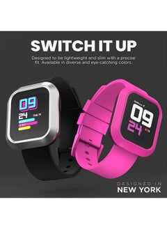 iTouch Flex Series Smartwatch With Interchangeable Case And Strap Silver Case Black Silicone Strap  - Image 2