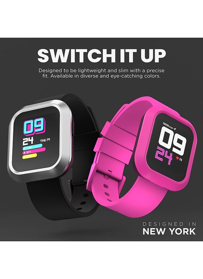 iTouch Flex Series Smartwatch With Interchangeable Case And Strap Silver Case Black Silicone Strap  - Image 2
