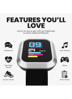 iTouch Flex Series Smartwatch With Interchangeable Case And Strap Silver Case Black Silicone Strap  - Image 5