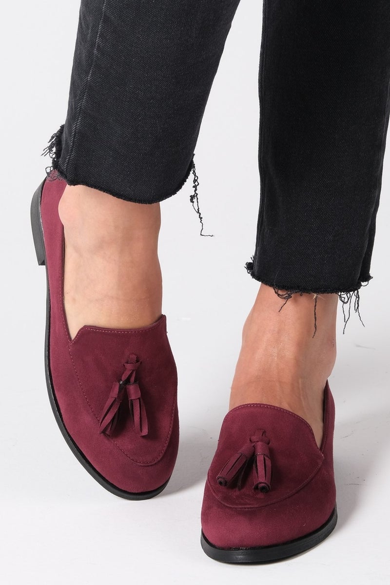 Mio Gusto Iris Burgundy Suede Oxford Shoes  - Image 1