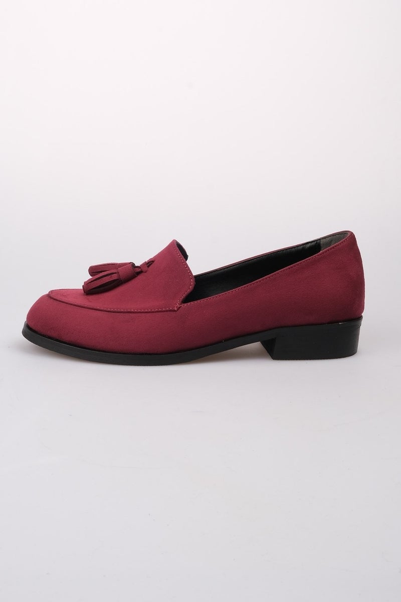 Mio Gusto Iris Burgundy Suede Oxford Shoes  - Image 5