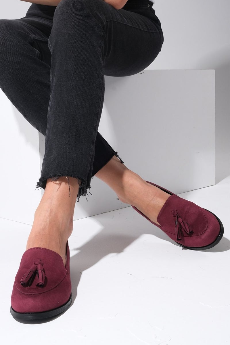 Mio Gusto Iris Burgundy Suede Oxford Shoes  - Image 3