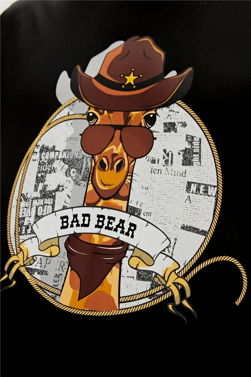 Bad Bear GIRAFFE T-SHIRT BLACK Men's T-Shirt 23.01.07.036-C01