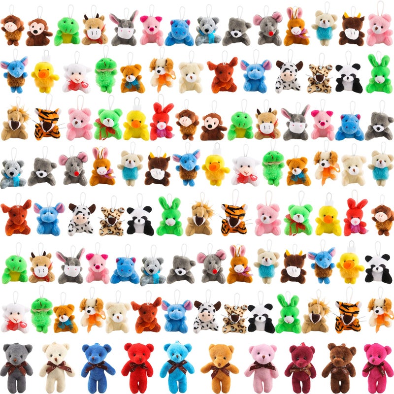 Haconba 106 Packs Mini Stuffed Animals Teddy Bear Toys Bulk Small Plush Animals Tiny Teddy Bear Keychain for Kids Animal Themed Party Favors Childrens Day Birthday Gifts - Image 3