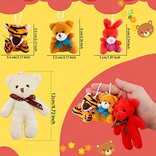 Haconba 106 Packs Mini Stuffed Animals Teddy Bear Toys Bulk Small Plush Animals Tiny Teddy Bear Keychain for Kids Animal Themed Party Favors Childrens Day Birthday Gifts - Image 5