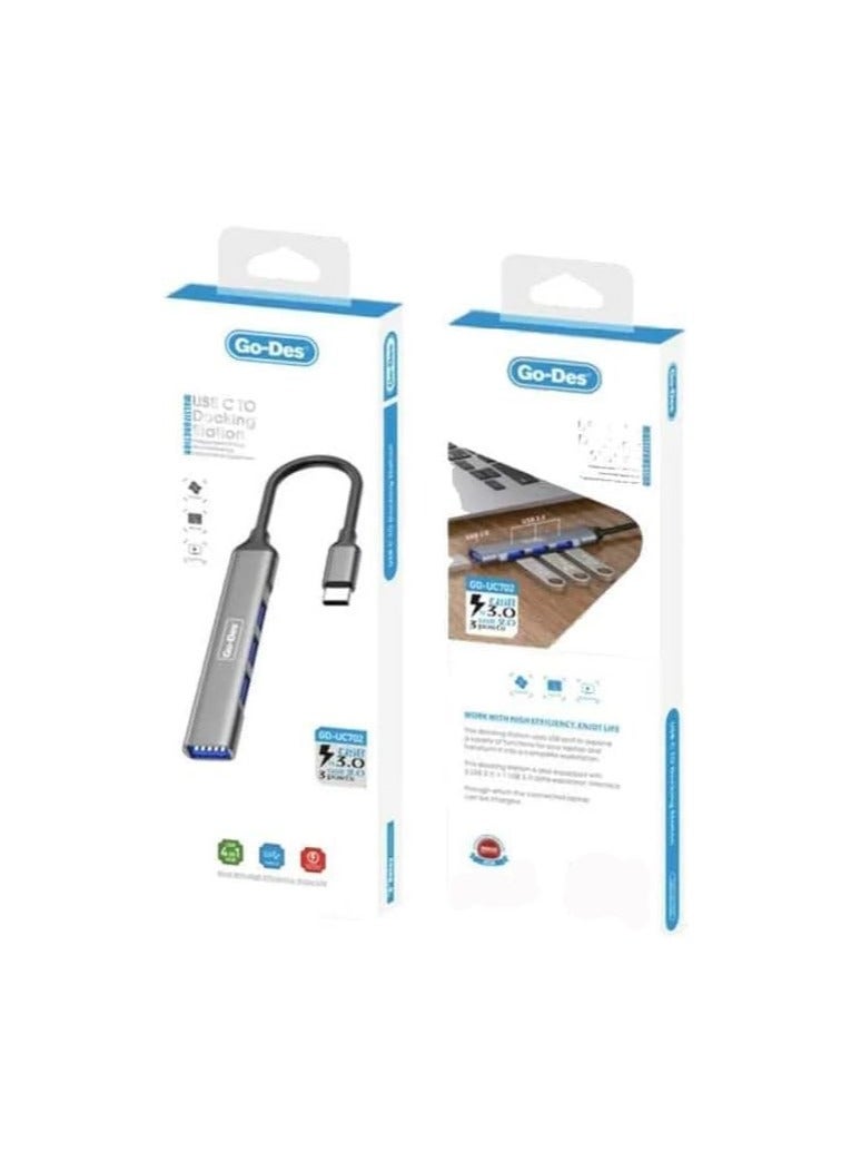 GO-DES USB-C to Docking Station 4 in 1 equipped With 3 USB 2.0 And USB 3.0 Data Expansion Interfaces - Image 2
