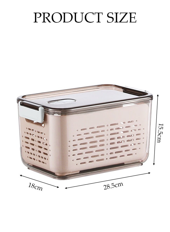 DUNISO حاوية تخزين المطبخ للحفاظ على الطازج مع سلال تصريف وفواصل ، 3 في 1 كريسبير تصريف للفواكه والخضروات ، صندوق تخزين الطعام في الثلاجة مع غطاء - Image 2