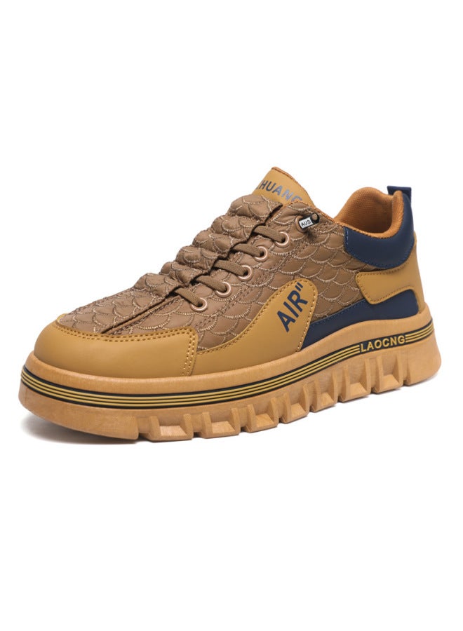 Men's Shoes Autumn Slip-on All-match Casual Forrest Gump Sneakers Leather Top Waterproof Men's Fashion Sports Thick Sole Torre Shoes - Image 1