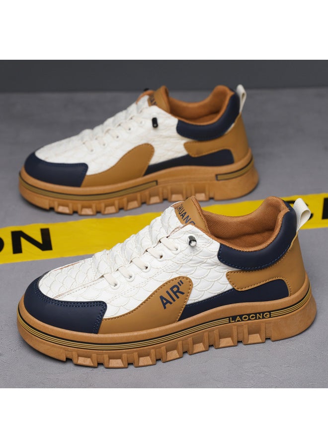 Men's Shoes Autumn Slip-on All-match Casual Forrest Gump Sneakers Leather Top Waterproof Men's Fashion Sports Thick Sole Torre Shoes - Image 3
