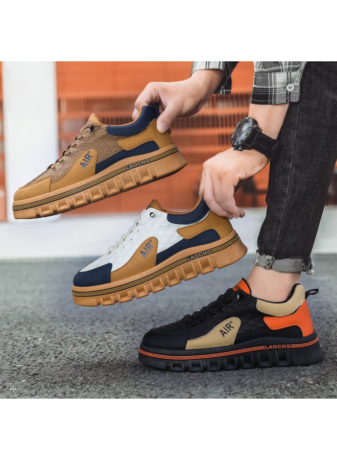 Men's Shoes Autumn Slip-on All-match Casual Forrest Gump Sneakers Leather Top Waterproof Men's Fashion Sports Thick Sole Torre Shoes - Image 4