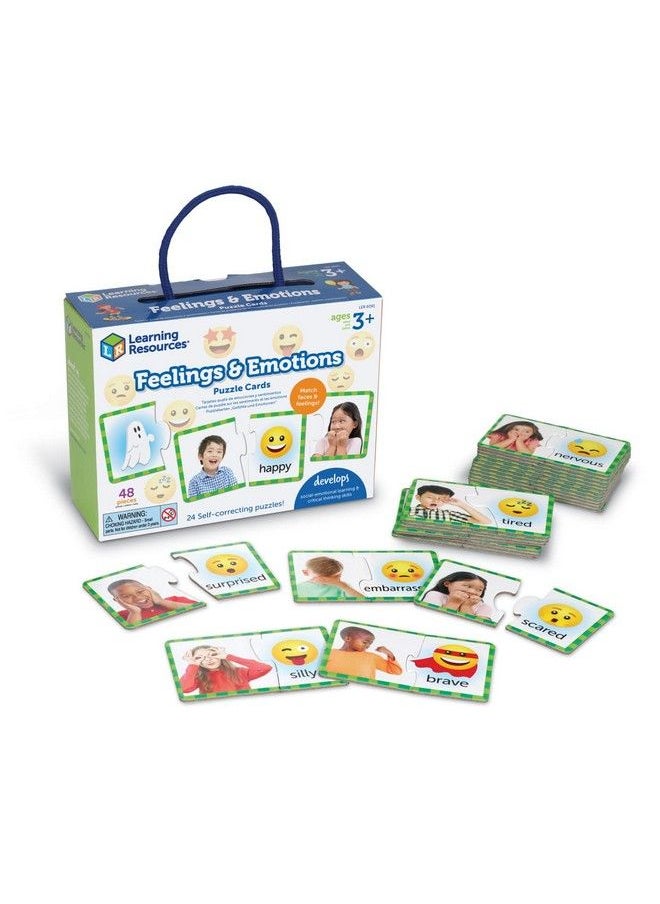 Learning Resources - بطاقات ألغاز المشاعر والعواطف 48 قطعة للأطفال من سن 3 سنوات فما فوق، ألعاب المهارات الاجتماعية، مواد علاج النطق، ألعاب وألعاب تعليمية اجتماعية وعاطفية للأطفال - Image 1