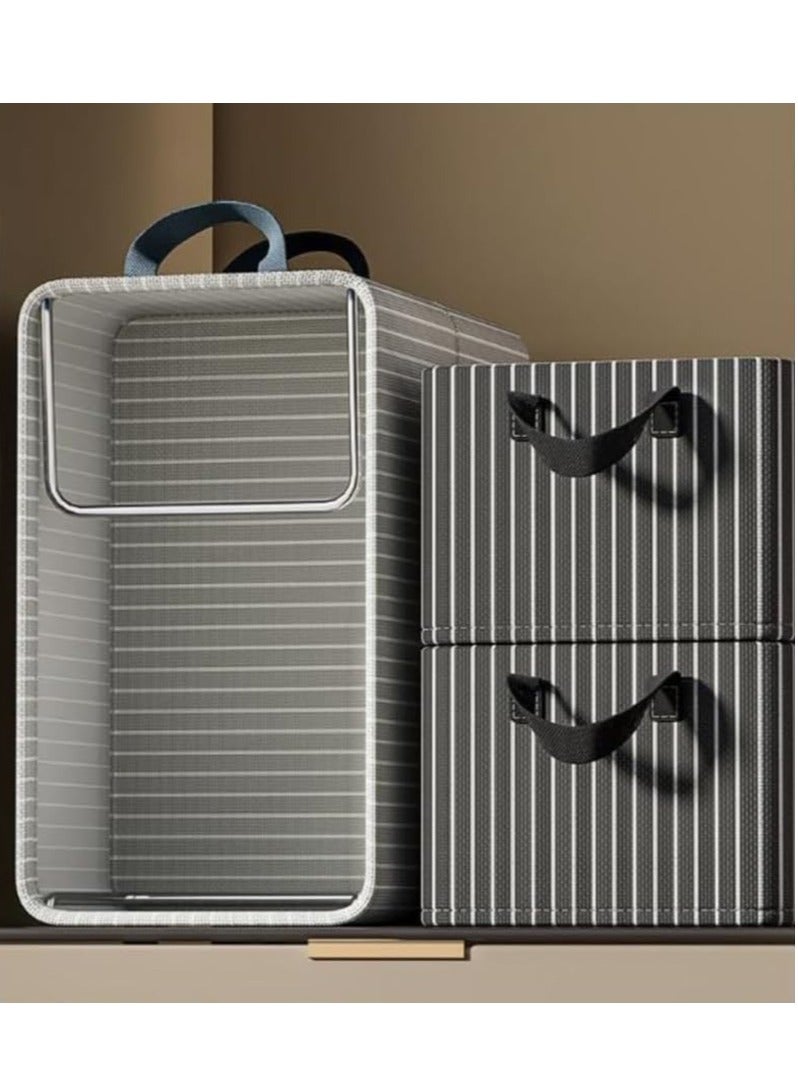 XiuWoo 3 Pack Foldable Wardrobe Clothes Organizer, Jeans Drawer Closet Organizer, Cube Organizer Storage Bins, Closet Organizer Basket, Bedroom Clothes Storage Organization Box with Handles, Metal Frame  - Image 1