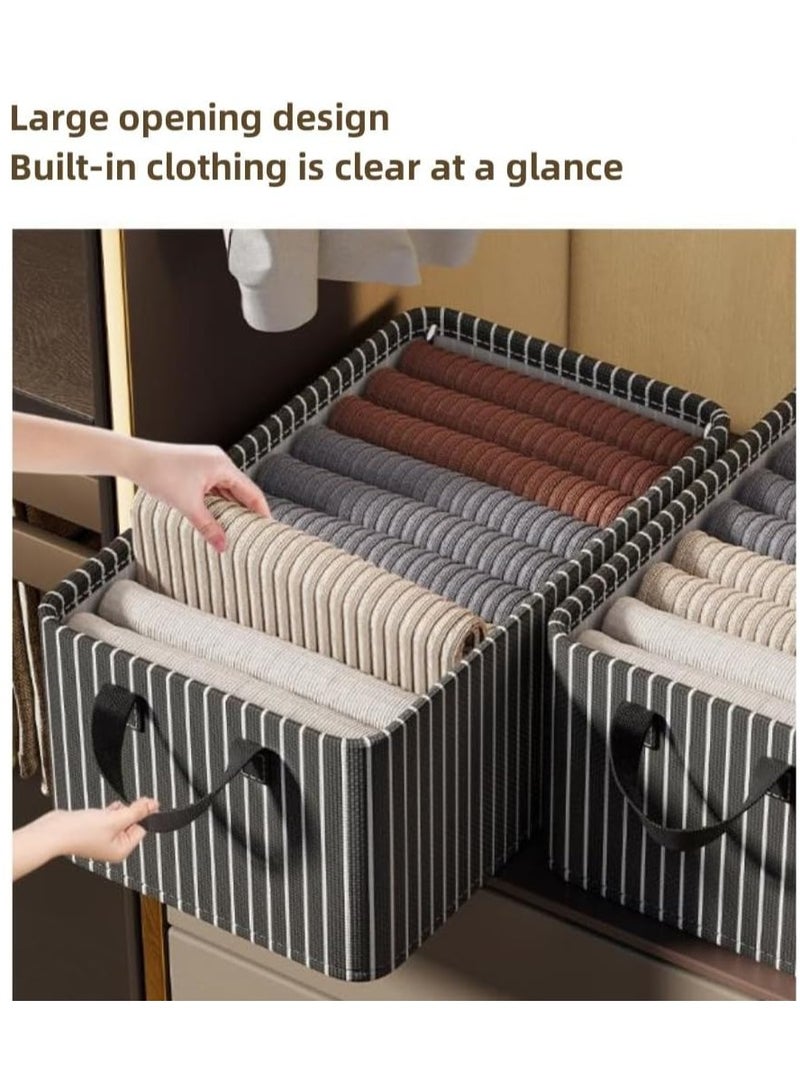 XiuWoo 3 Pack Foldable Wardrobe Clothes Organizer, Jeans Drawer Closet Organizer, Cube Organizer Storage Bins, Closet Organizer Basket, Bedroom Clothes Storage Organization Box with Handles, Metal Frame  - Image 2