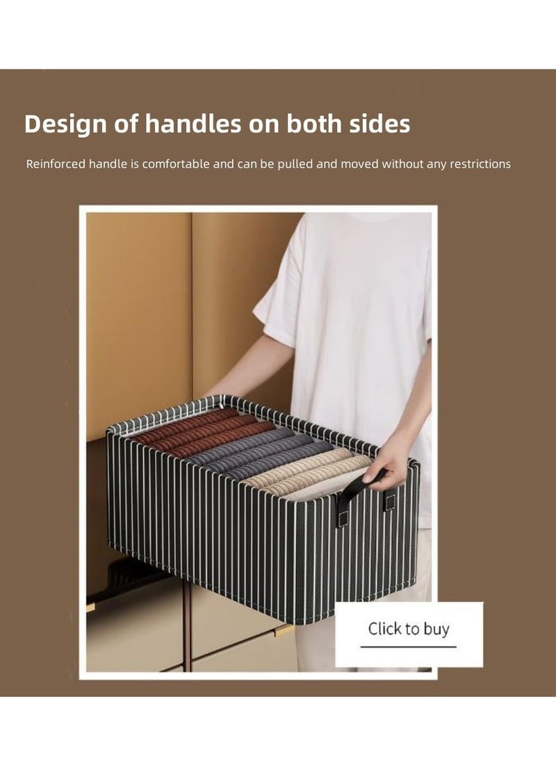 XiuWoo 3 Pack Foldable Wardrobe Clothes Organizer, Jeans Drawer Closet Organizer, Cube Organizer Storage Bins, Closet Organizer Basket, Bedroom Clothes Storage Organization Box with Handles, Metal Frame  - Image 3